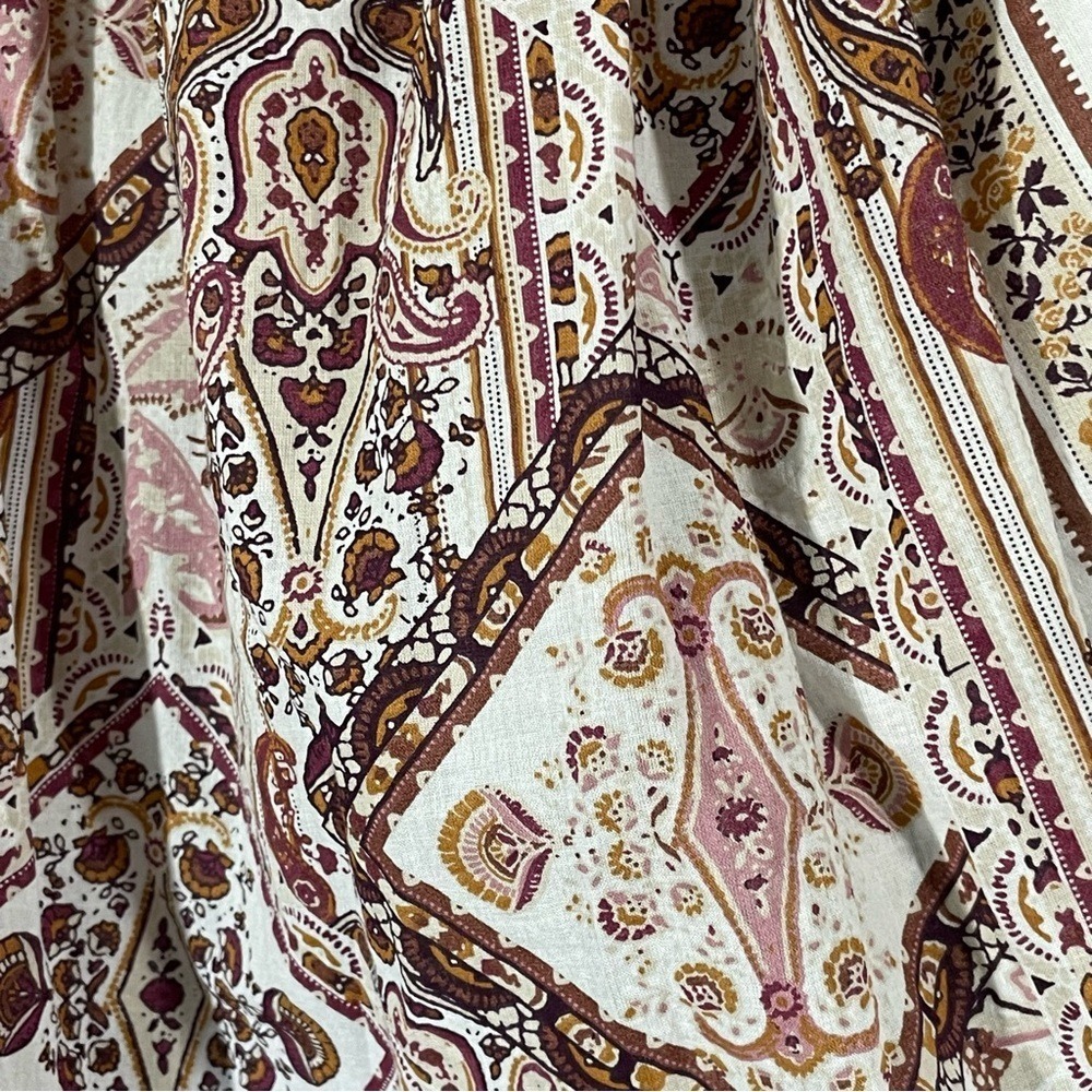 Cato Paisley Stripe Square Neck Patchwork Blouse Burgundy Cream Plus Size 22 24 - Picture 9 of 9